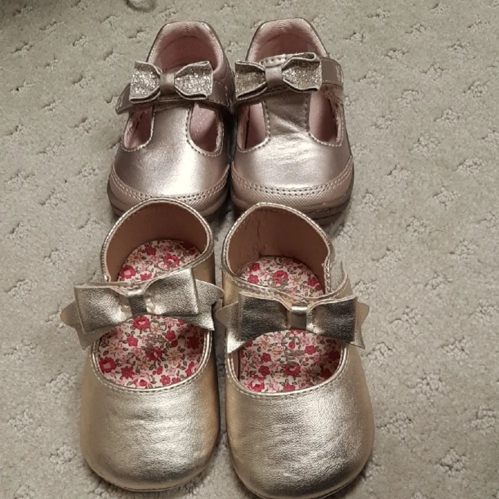 Gold Toddler Shoes with Bow